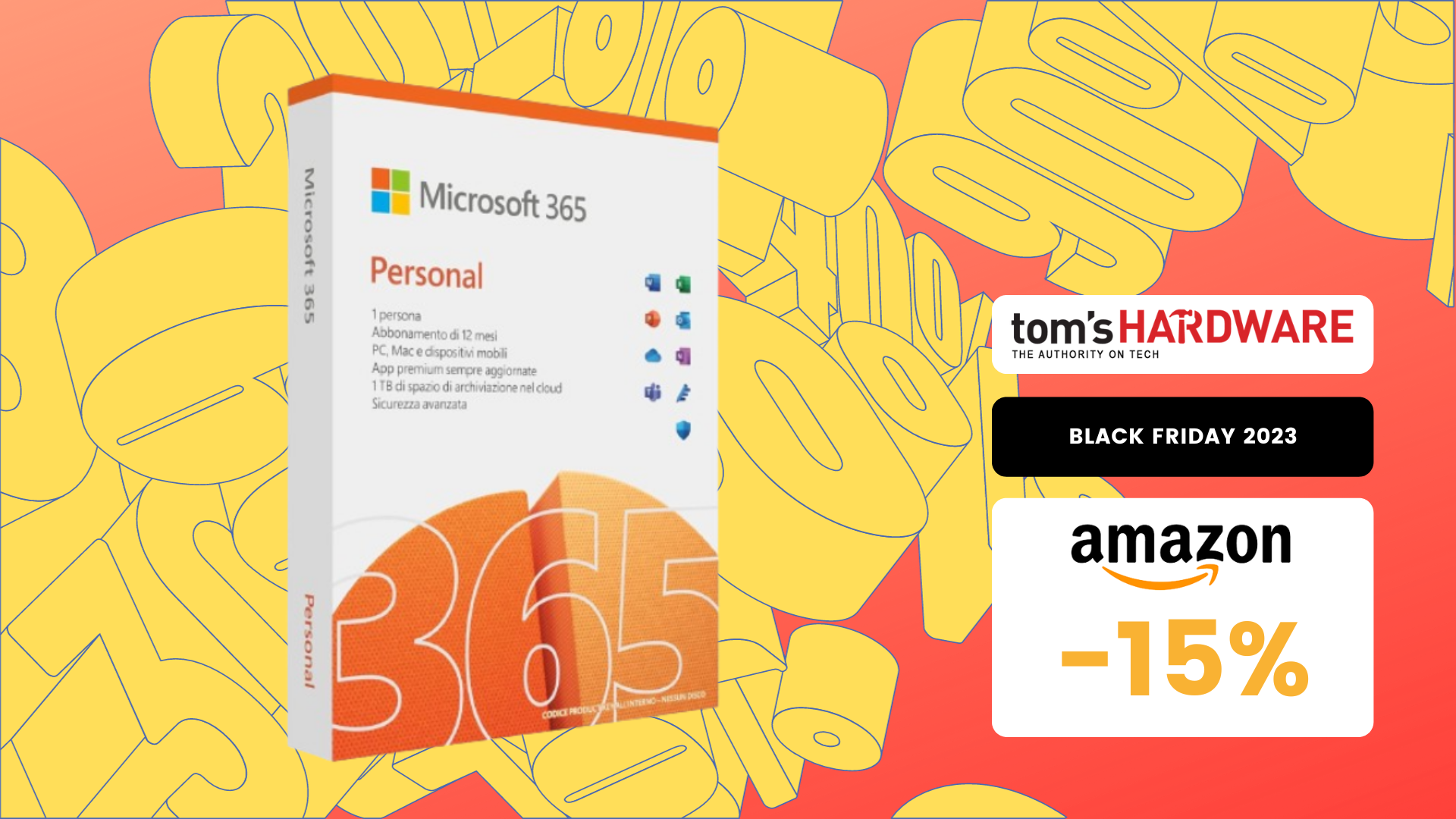 Microsoft 365 Personal - 1 persona- Per PC/Mac/tablet/cellulari