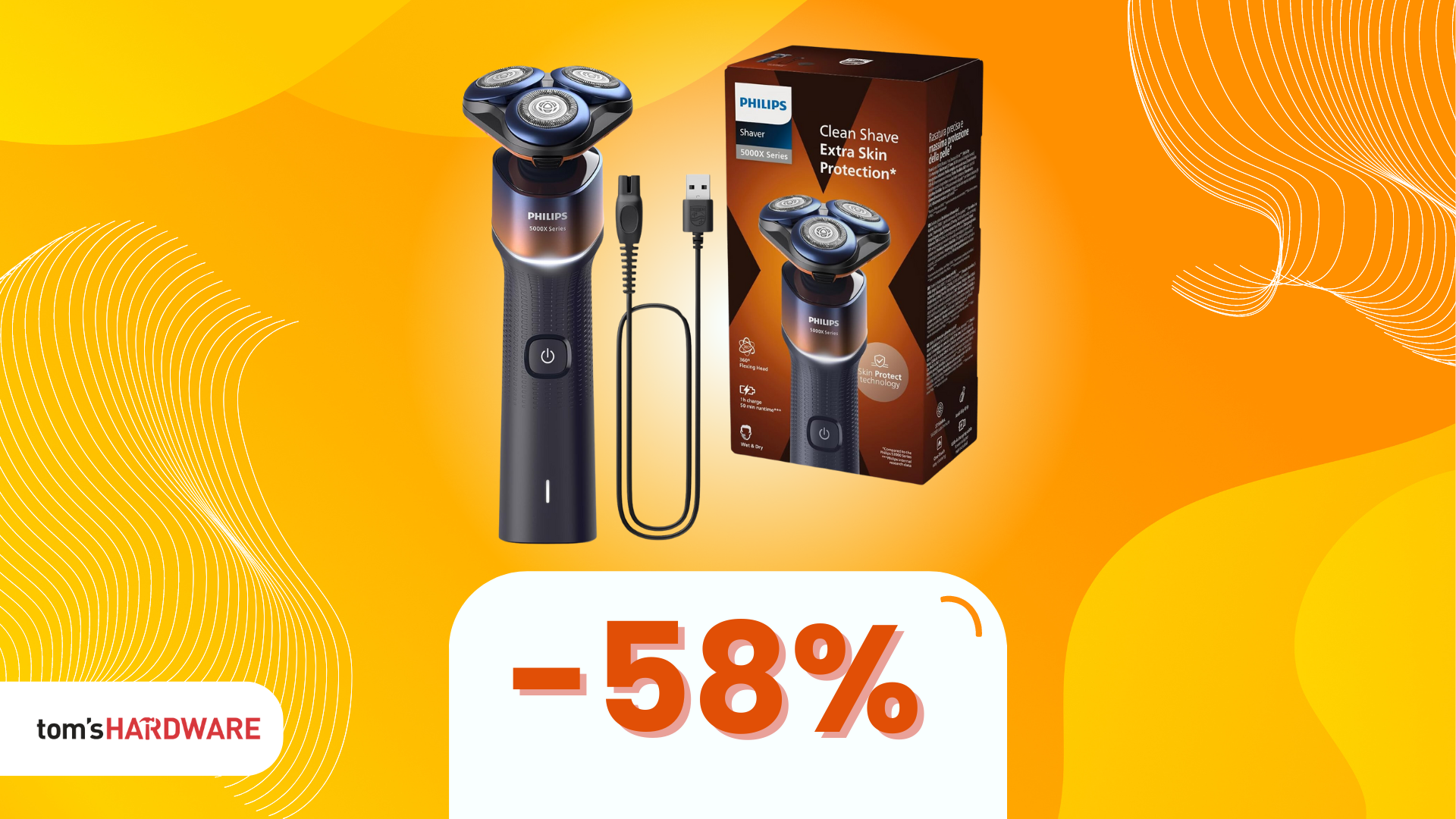 Rasoio elettrico perfetto per una barba senza tagli: Philips Shaver 5000X Series a solo 55€!