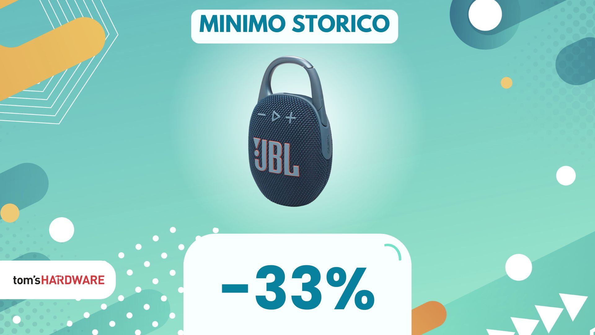 Audio potente ovunque con JBL Clip 5, ed è INDISTRUTTIBILE! (-33%)