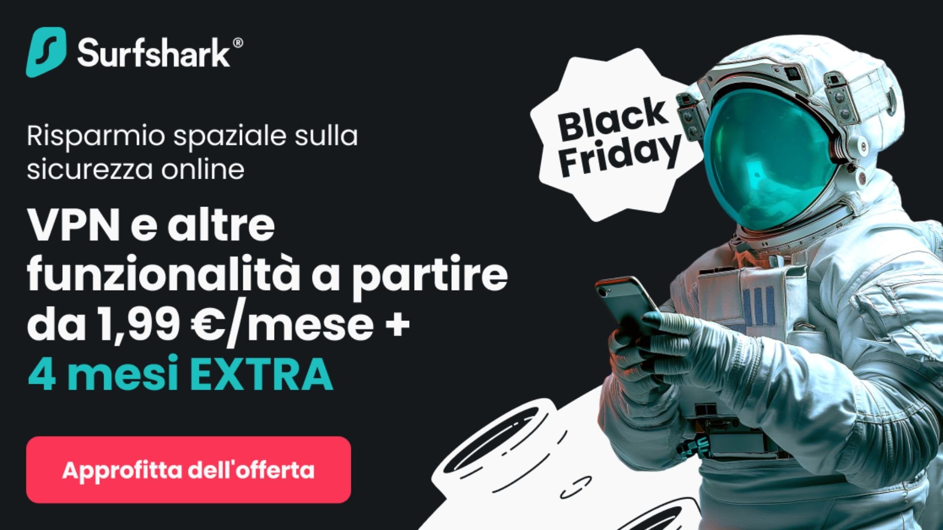 Surfshark rivoluziona il Black Friday: sconti fino all'87% e mesi gratis