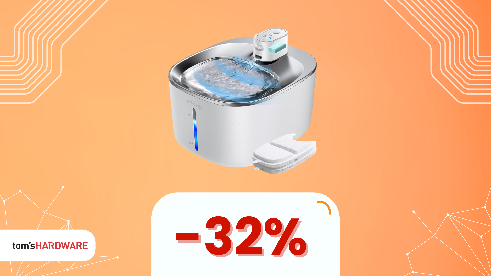 Vizia il tuo gatto con la fontanella per gatti wireless in sconto del 32%!