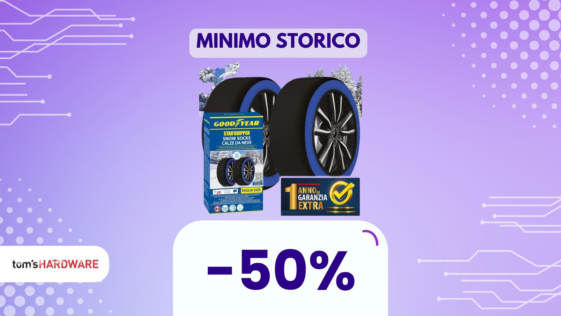 Sconto del 50% sulle calze da neve Goodyear: cammina senza rischi sulla neve